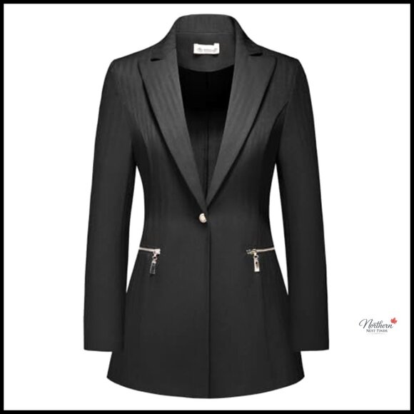 Casual Open Front Blazer Notch Lapel Professional Office Work Wear Lightweight - Picture 4 of 7